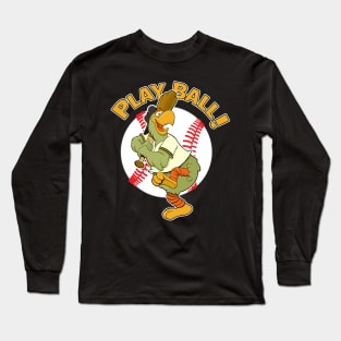 Play Ball! Pirate Baseball Mascot Pirate Parrot Long Sleeve T-Shirt